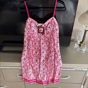 SIGNATURE LONDON STYLE Pink and White Geometric Dress spaghetti-strap